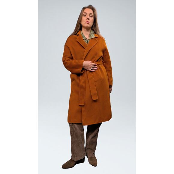 Pissenlit Brown Cashmere Wool Wrap Coat — Oversized Belted, NWT - Picture 5 of 7